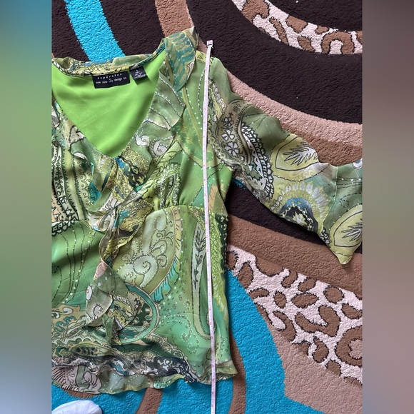 separates by new york city design co. Green Paisley Blouse with Ruffle Details - Picture 6 of 7